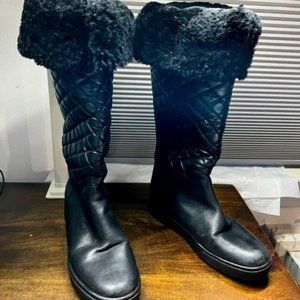 Blondo Black Leather Knee High Waterproof Shearling Lined Boots